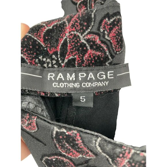 RAMPAGE One Shoulder Dress Embroidered Roses Black Gown Regular Size 5 - Picture 3 of 4